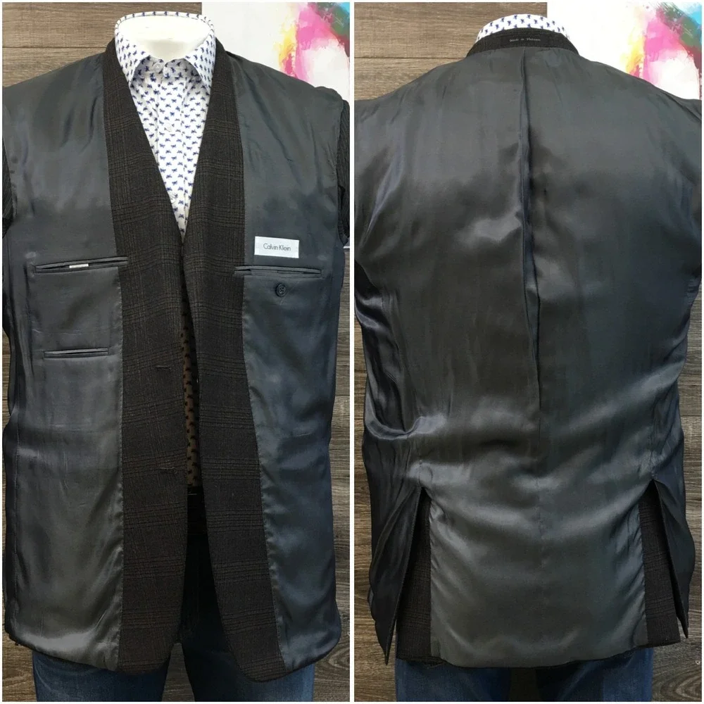 CALVIN KLEIN Mens Blazer Sport Coat Casual Jacket Size‎ 42L Two Button Wool Suit